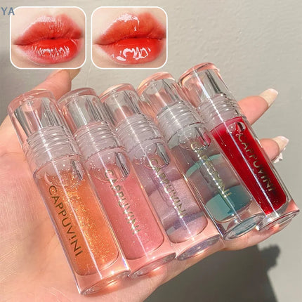 [YA]Cappuvini Transparent Crystal Jelly Lip Gloss Shiny Clear Mirror Moisturizing Lip Balm Glitter Liquid Lipstick Lip Oil