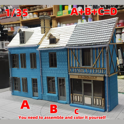 Assembly Architectural Miniature Europe Building House Shop Home Multi-storey Residential Cafe Diorama Scale Model Kit 1/35