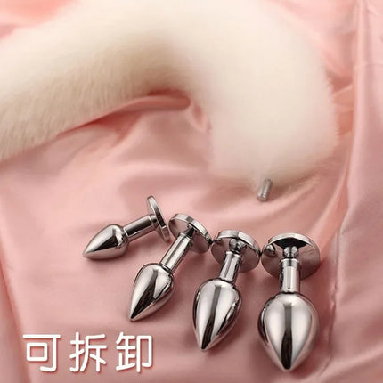 3 Sizes Metal Butt Plug Fox Tail Intimate Toys Bdsm Anal Extender Dilator Sex Shop Products Erotic Games Goods For Adults