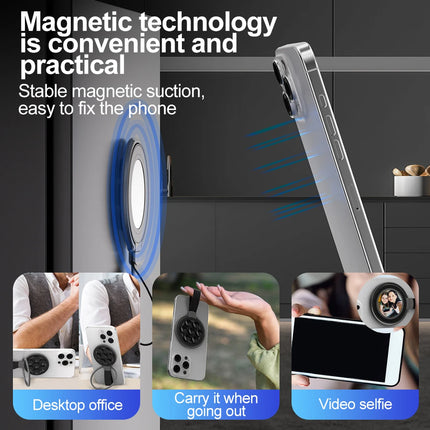 Universal Mirror Magnetic Phone Holder for Magsafe 360° Rotation Folding Magnet Bracket for iPhone 17 16 Samsung Portable Stand