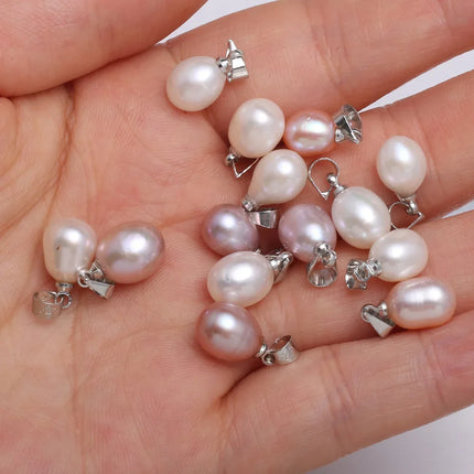 Natural Freshwater Pearl Pendant Rice Shape Exquisite charms for Jewelry Making DIY women's elegant Necklace Accessories