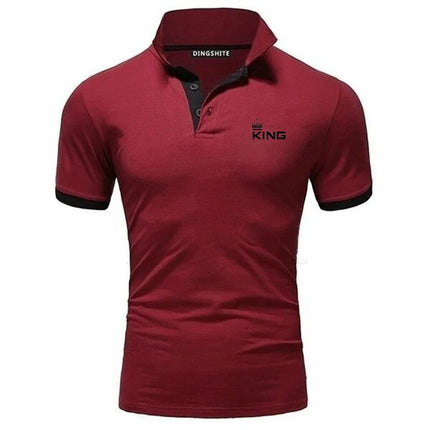 Summer new fashionable men's contrasting polo shirt, breathable short-sleeved casual men's lapel top