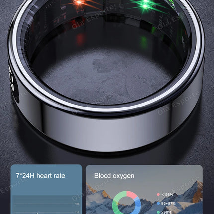 Smart Ring With Charging Case 5ATM Waterproof Blood Oxygen Heart Rate Sleep Health Monitoring Sports Ring Men Women Fashion Ring