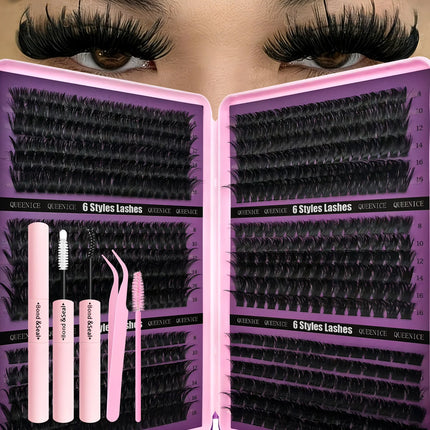600pcs DIY Eyelash Clusters Kit - 60D 80D 100D 150D, 10-18mm Length Mix | Thick Natural Reusable False Lashes for Doll