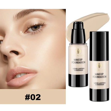 Long-Lasting Waterproof Liquid Foundation with Oil Control & Moisturizing, High Coverage Sweat-Resistant Concealer for Women,