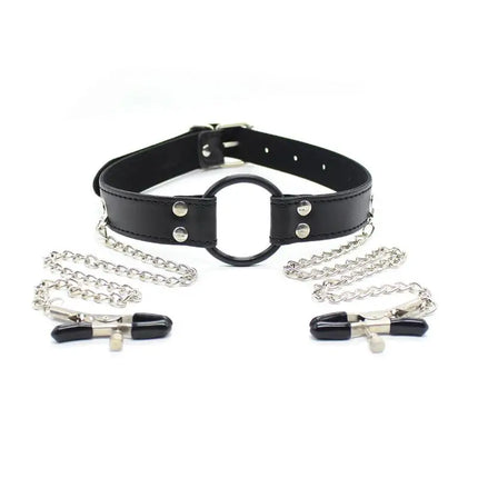 [NM]1Pcs Bdsm Bondage Restraints For Women Men Gay Couples Ball Gag Mouth Plug Toys With Leather Harness For Fetish[NM]
