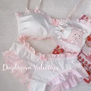 Sanrio new Cinnamoroll Kuromi Japanese kawaii girl underwear set cute loli student no steel ring bra tube top peripheral