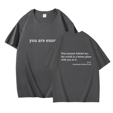 Hot New Youth Men's and Women's Round Neck Letter Printed Short Sleeved Casual Versatile Couple Outfit Pure Cotton T-shirt Top