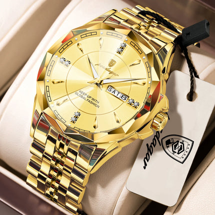 POEDAGAR Luxury Man Clock Business Waterproof Luminous Date Week Watches For Men Quartz Stainless Steel Fashion Men's Wristwatch