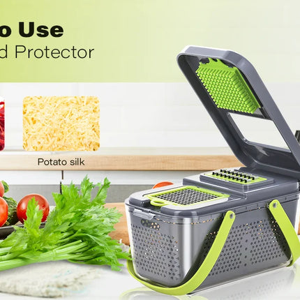 22 In 1 Multifunction Vegetable Chopper Mandoline Slicer Onion Dicer Food Grater With Drain Basket Container Kitchen Accessories