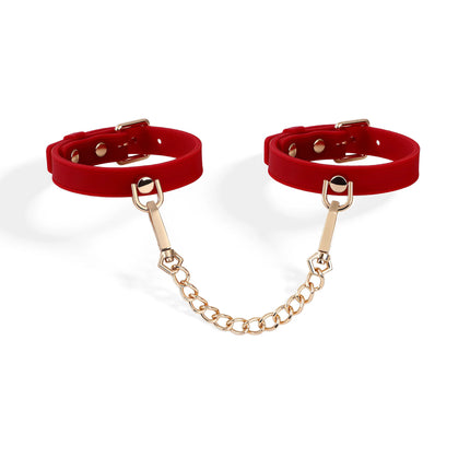 Soft Silicone Handcuffs Ankle Cuffs Set Gold Chain BDSM Bondage Restraints Slave Role Play Adult Sex Toy for Women Men Couples