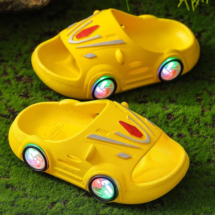 Kids Luminous Slippers Summer Indoor Cartoon Car Girls Shoes Soft Anti-slip Boy Beach Shoes Fashion Outdoor Children LED Slipper