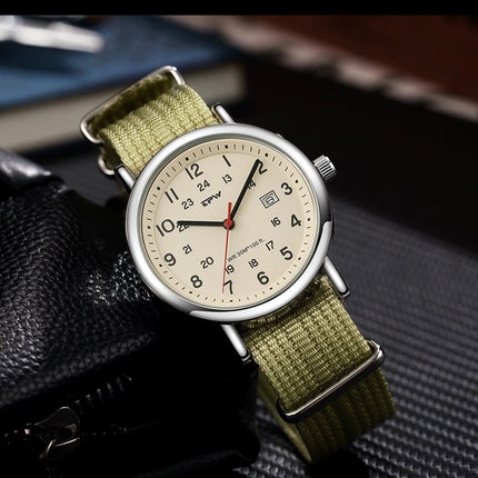 2026 TPW Field Watch Easy Reading Fabric Strap 24 Hours Display Quartz Movement Day function