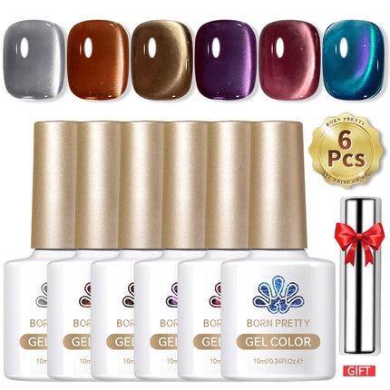 BORN PRETTY Cat Magnetic Moonlight Gel Nail Polish Set 10ml Sparking White Silver Water-light Soak Off UV Gel Nail Art Manicure