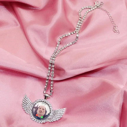 For John Pork Is Calling Answer Call Phone Humor Funny Pig Lover Graphic The Moon Necklace Angel Wings Pendant Necklace Jewelry