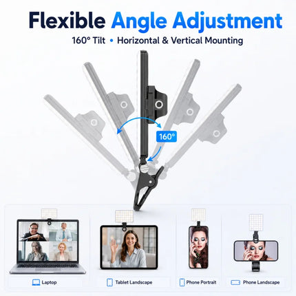 Portable Clip On Selfie Light LED Fill Light 3 Modes Video Conference Lamp for Phone Camera Laptop Makeup Vlog
