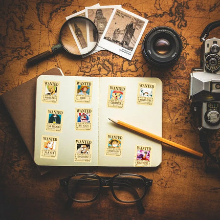50/100pcs One Piece Wanted Posters Stickers Cool Cartoon Decal Laptop Scrapbooking Phone Case Wall Graffiti Anime Sticker Toy