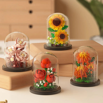 KNEW BUILT Eternal Rose Micro Mini Building Block Flower Toy-Ever-Blooming without Wither,Ideal Valentine's Day Gift for Girls