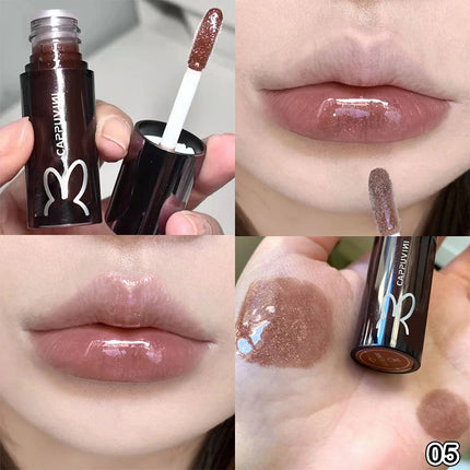 Cappuvini Water Glazed Mirror Lip Gloss Makeup Long Lasting Color Liquid Lipstick Crystal Jelly Moisturizing Lip Glaze Cosmetics