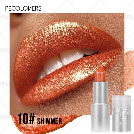 1PC Shiny Metallic Lipstick - Pearlescent Lip Gloss, Suitable for All Skin Types, High Pigmentation, Mild Formula, New Year Gift