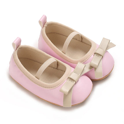 Baby Shoes Newborn Girls Princess PU Preschool Shoes Formal Shoes Bow Princess Wedding Party Anti slip First Step Shoes 0-18M