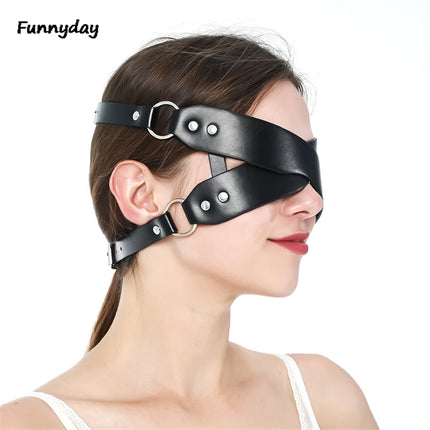 Sexy Eye Mask With Cross Blindfold Cosplay PU Leather Harness Mask Masquerade Party Halloween Festival Sex Toys For Women