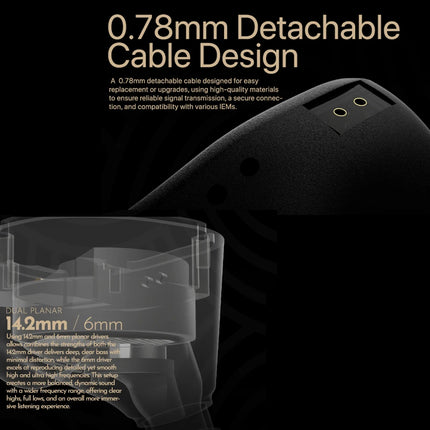 TANGZU Zetian Wu The Legend Dual-Planar Hybrid Driver Wired Earphones IEM 0.78mm 4.4mm Cable Hybrid Driver