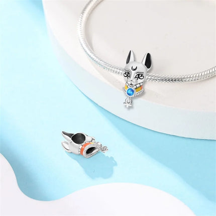 Ancient Egypt's 925 Sterling Silver Guardian Pharaoh&Devil's Eye&Pyramid Sphinx Dangle Charm Fit DIY Bracelet Necklaces Jewelry