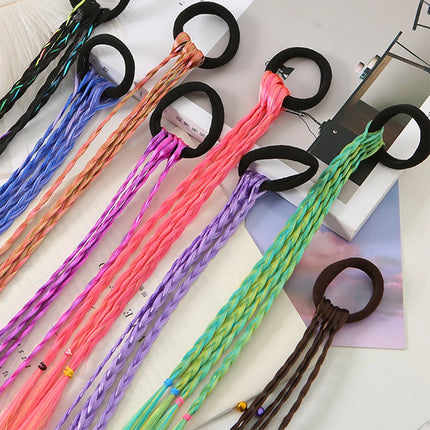Synthetic Kids Colorful Wig Ponytail Headbands Rubber Bands Small Braids Hair Extension Hair Band Headwear Kids Hair Accessories