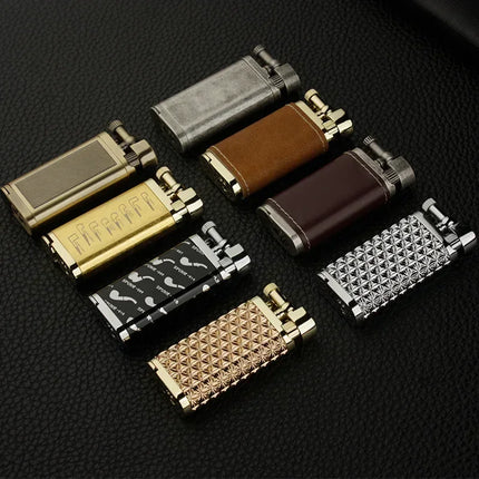High-end Inclined Flame Open Flame Lighter, Butane Gas Lighter, Grinding Wheel Ignition, Metal, Creative Pipe Lighter