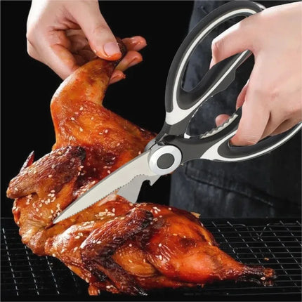 Kitchen Food Scissors Stainless Steel With Lid Chicken Fish Cut Vegetables Roast Broiler Bone Can Be Opened To Clip Walnuts Tool