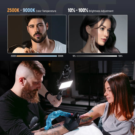 NEEWER LED Selfie & Tattoo Light Compatible with iPhone, Clip on CPL Filter/Tripod Stand/Phone Holder for Photography