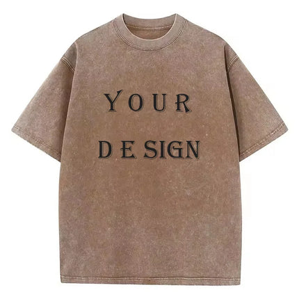 Unisex Cotton Washed T-shirt Customized Printed T-shirt Harajuku Top DIY Your Like Photo or Logo T-shirt Fashion Custom Top