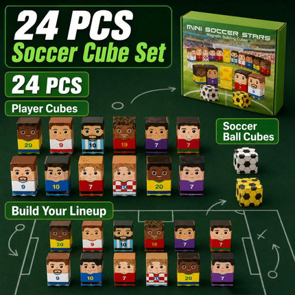 24Pcs Magnetic Building Blocks Cubes Educational STEM Toy for Kids Soccer Theme 3D DIY Construction ABS Magnetic Bricks