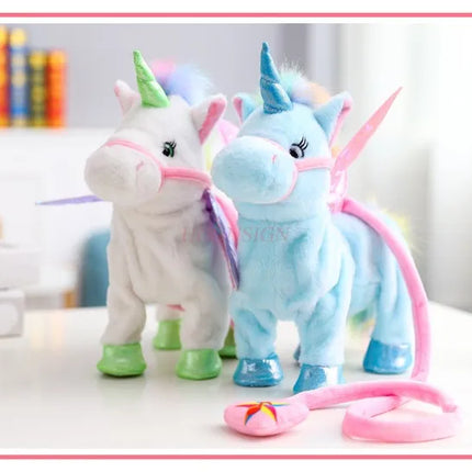 Unicorn Leading Rope Angel Horse Doll Walking Singing Electric Plush Toy Children's Gift