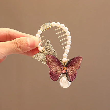 Children Rhinestone Angel Wing Animal Ears Baby Hair Clip Elegant Pearl Hairpins Ponytail Headband for Girl Kids Accessories