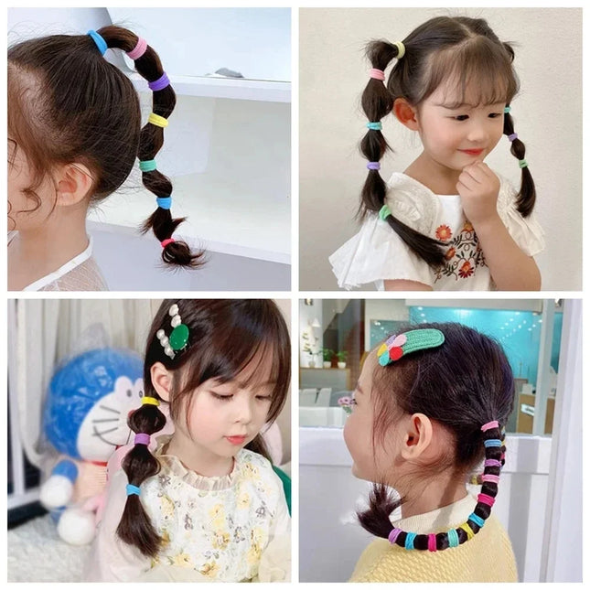 20/50/100PCS Colorful Basic Nylon Elastic Hair Ties for Girls Ponytail Holder Scrunchie Rubber Band Kids Basic Hair Accessories