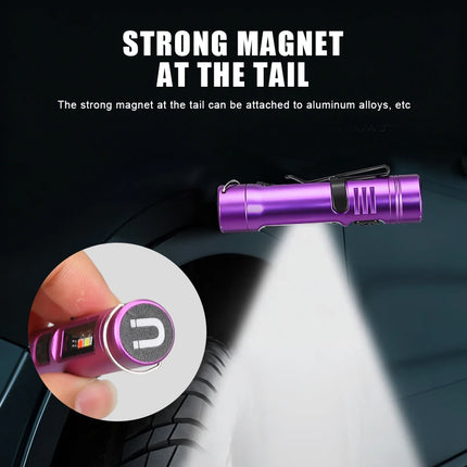 Powerful Mini COB LED Keychain Flashlight USB C Rechargeable Hanging Work Light Waterproof Keyring Camping Walking Pocket Lamp