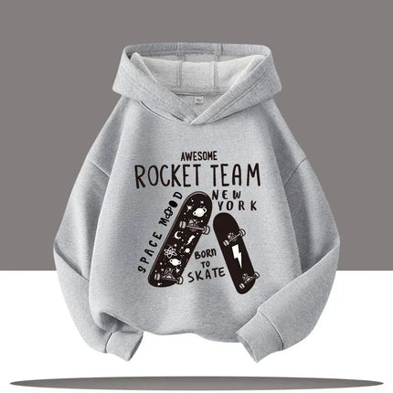 Autumn Winter Skateboard Cool Print Children's Hoodie Warm Pullover Girl Casual Top Kid Casual Clothes Boy Sportswear Sweatshirt