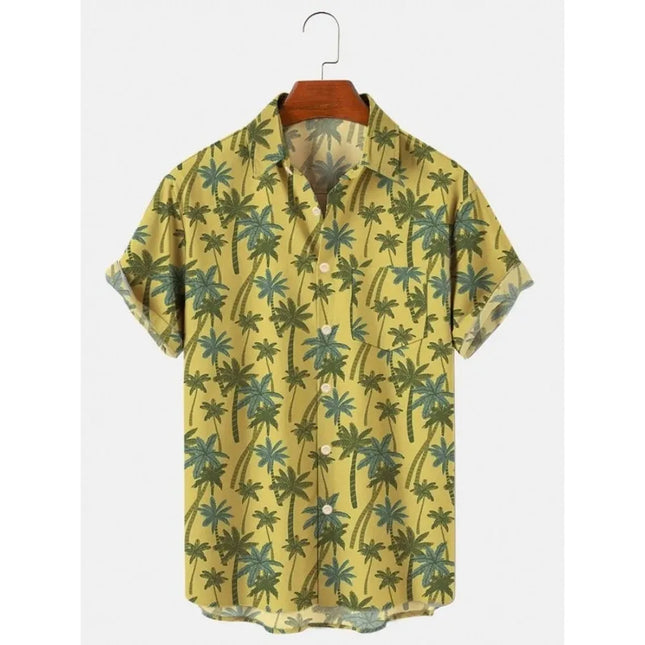 Casual Beach Men's Short Sleeve Shirt Comfortable 3d Digital Printing Pattern Polyester 100% Fashionable Clothing Top