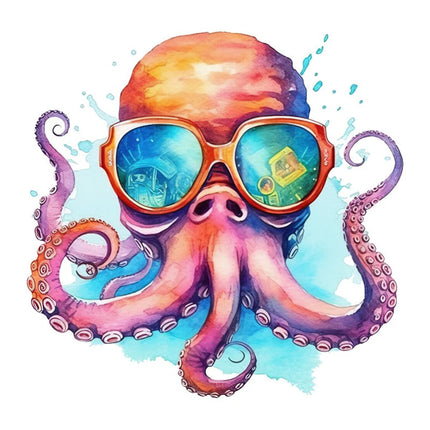 T769#Watercolor Octopus Wall Sticker Kids Room Background Home Decoration Mural Living Room Wallpaper Funny Decal