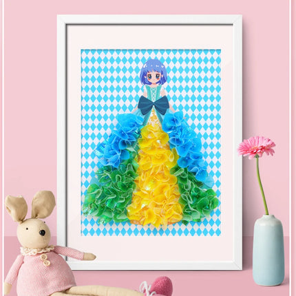 Puzzle Puncture Painting Card Boards Poke Sets For Kids Girls DIY Dress Up Princess Hedgehog Peacock Fabric Poking Art Craft
