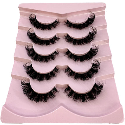 HBZGTLAD 3D natural cat eye fluffy soft cross 5 pairs of comic eyelashes Wispy natural eyelash extension eyelashes
