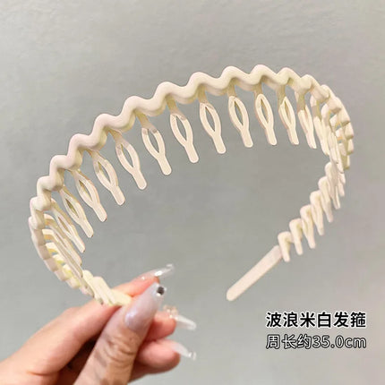 1Pc Solid Color Wave Hairbands for Women Trendy Toothed Non-slip Hair Combs Hair Accessories Girl Face Wash Sports Headbands 집게핀