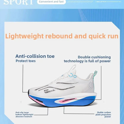 Unisex Carbon Board Running Shoes Professional Marathon Lightweight Bouncing Pad Breathable Ladies Stable Support Sports Shoes