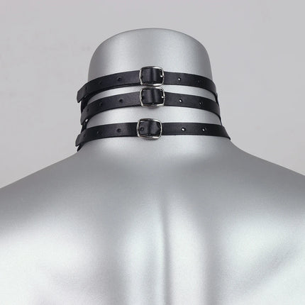 PU Leather Men Harness Handcuffs Gay Fetish Clubwear Costume Erotic Collar Festival Rave Wear Accessories Gothic Punk Bracelet