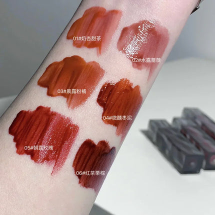 6 Colors Lip Gloss Waterproof Mirror Jelly Lip Glaze Water-light Long Lasting Moisturising Glossy Red Tint Lips Makeup Cosmetics