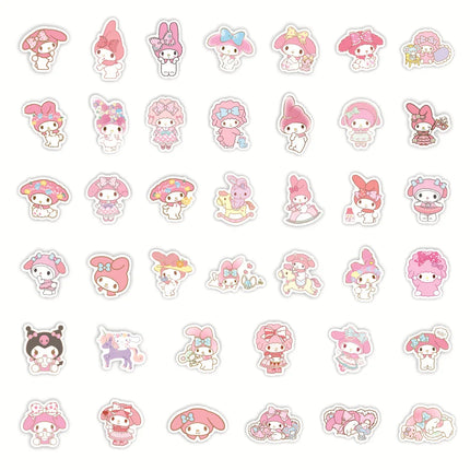 40PCS Sanrio My Melody Stickers Cartoon Melody Rabbit Stickers for Notebook Laptop Suitcase Waterproof Decal Toy Sticker