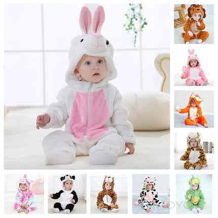 0 1 2 3 4 Years Kigurumi Pajamas for Toddler Baby Clothes Children Outfits Infant Dinosaur Unicorn Cat Robbit Cosplay Costumes