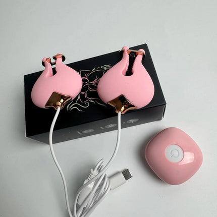 Wired vibrating breast clip multi-mode chest stimulator with remote control pink silicone nipple adult sex toy for women